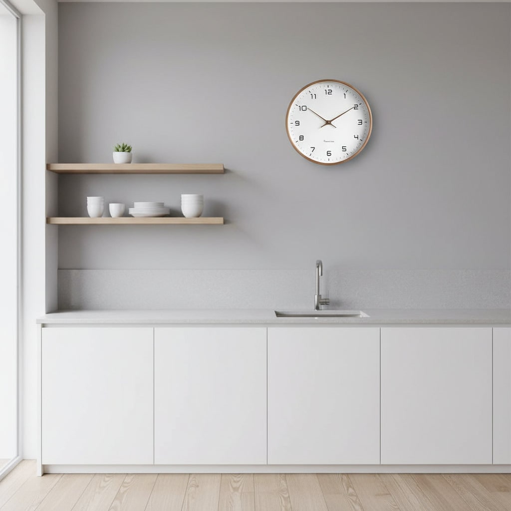 Silent Minimalist Wood Wall Clock for Living Room