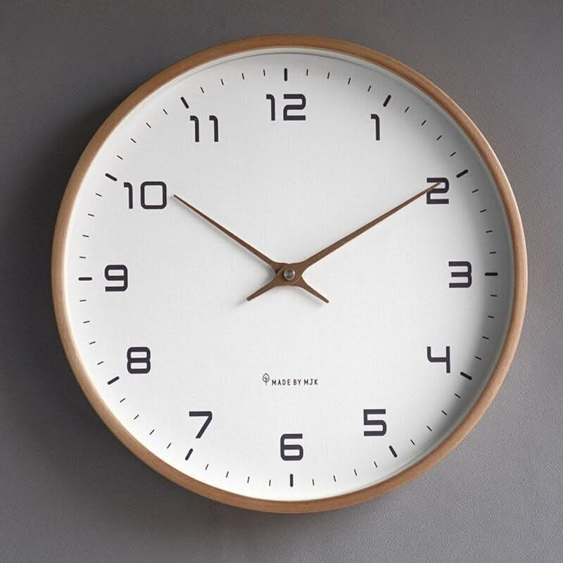 Silent Minimalist Wood Wall Clock for Living Room