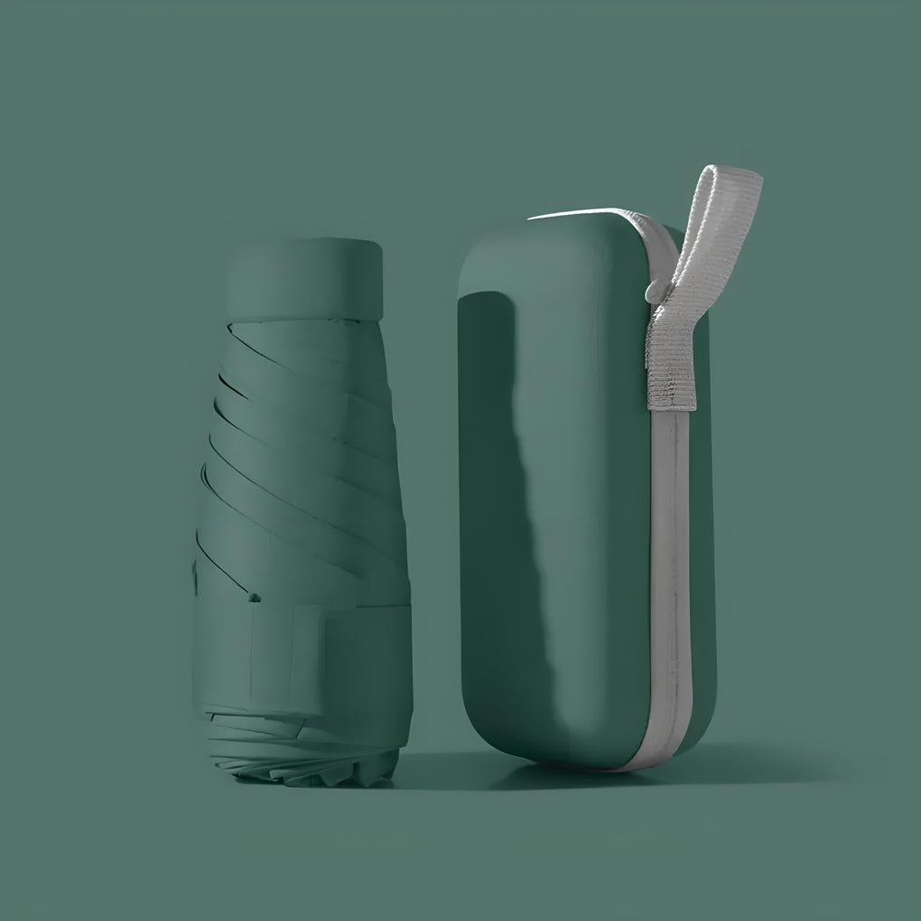 Compact Folding Travel Umbrella with Waterproof Case