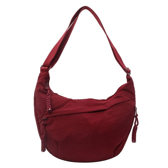 Nylon Crescent Crossbody Bag - Medium Slouchy Hobo Shoulder Purse