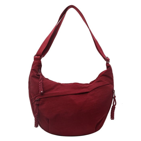 Nylon Crescent Crossbody Bag - Medium Slouchy Hobo Shoulder Purse