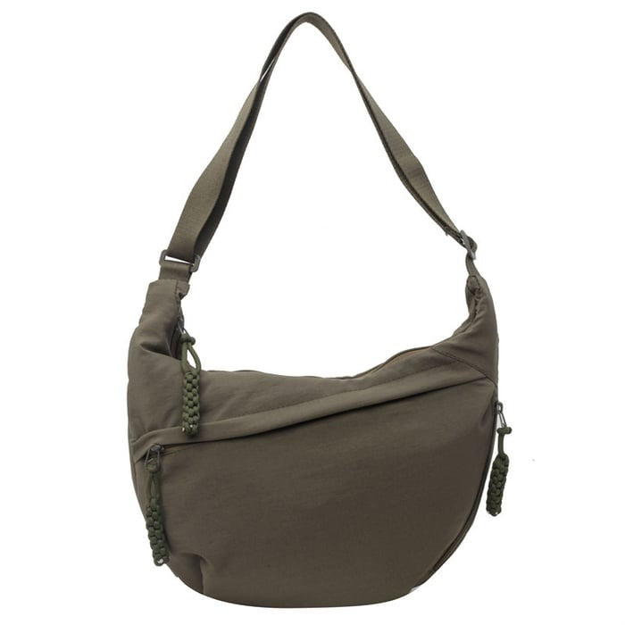 Nylon Crescent Crossbody Bag - Medium Slouchy Hobo Shoulder Purse