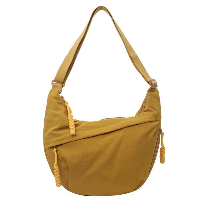 Nylon Crescent Crossbody Bag - Medium Slouchy Hobo Shoulder Purse
