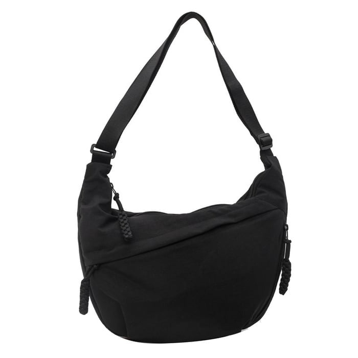 Nylon Crescent Crossbody Bag - Medium Slouchy Hobo Shoulder Purse