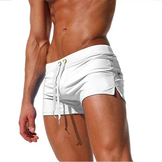 Men's Swim Shorts with Drawstring Waist and Side Splits