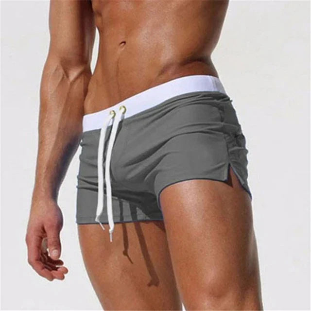 Men's Swim Shorts with Drawstring Waist and Side Splits