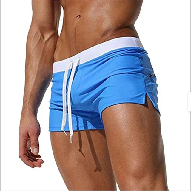 Men's Swim Shorts with Drawstring Waist and Side Splits