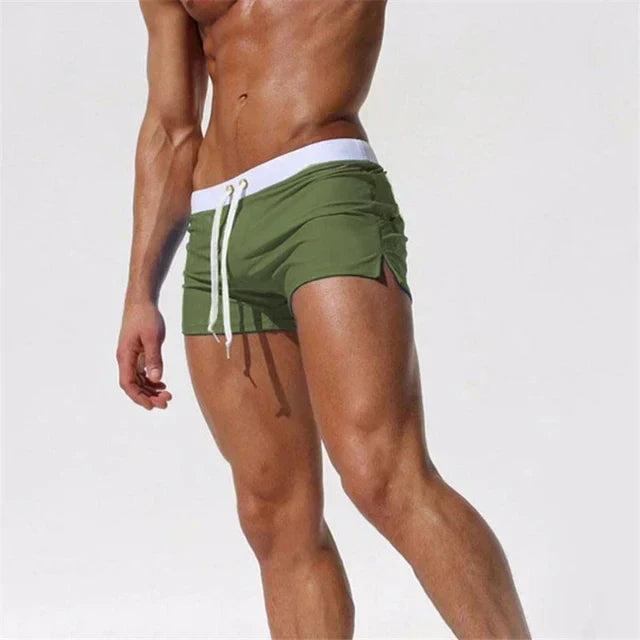 Men's Swim Shorts with Drawstring Waist and Side Splits