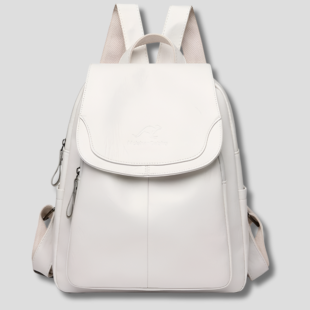 Anti Theft Leather Backpack - Embossed Elegant Women Travel Bag
