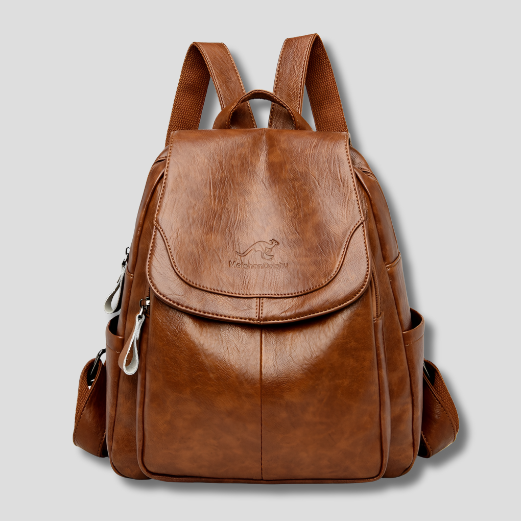 Anti Theft Leather Backpack - Embossed Elegant Women Travel Bag