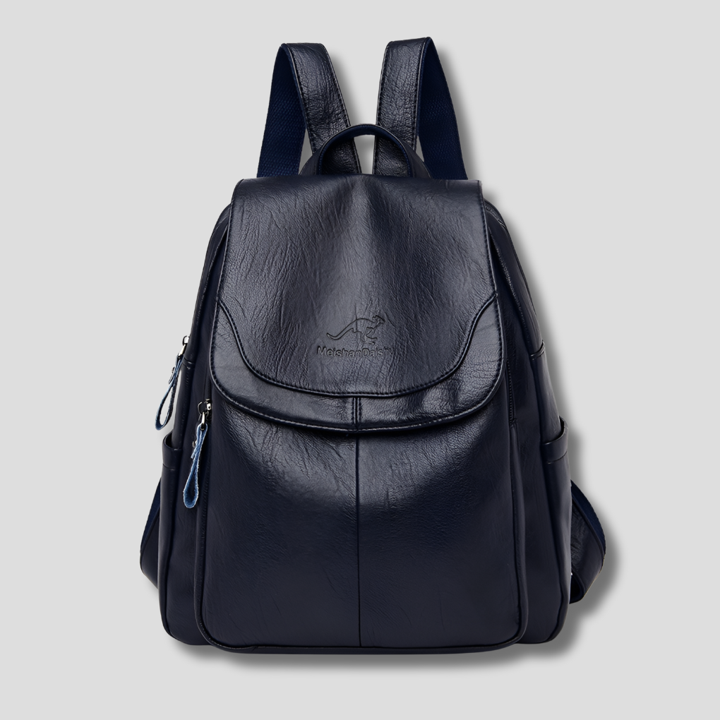 Anti Theft Leather Backpack - Embossed Elegant Women Travel Bag