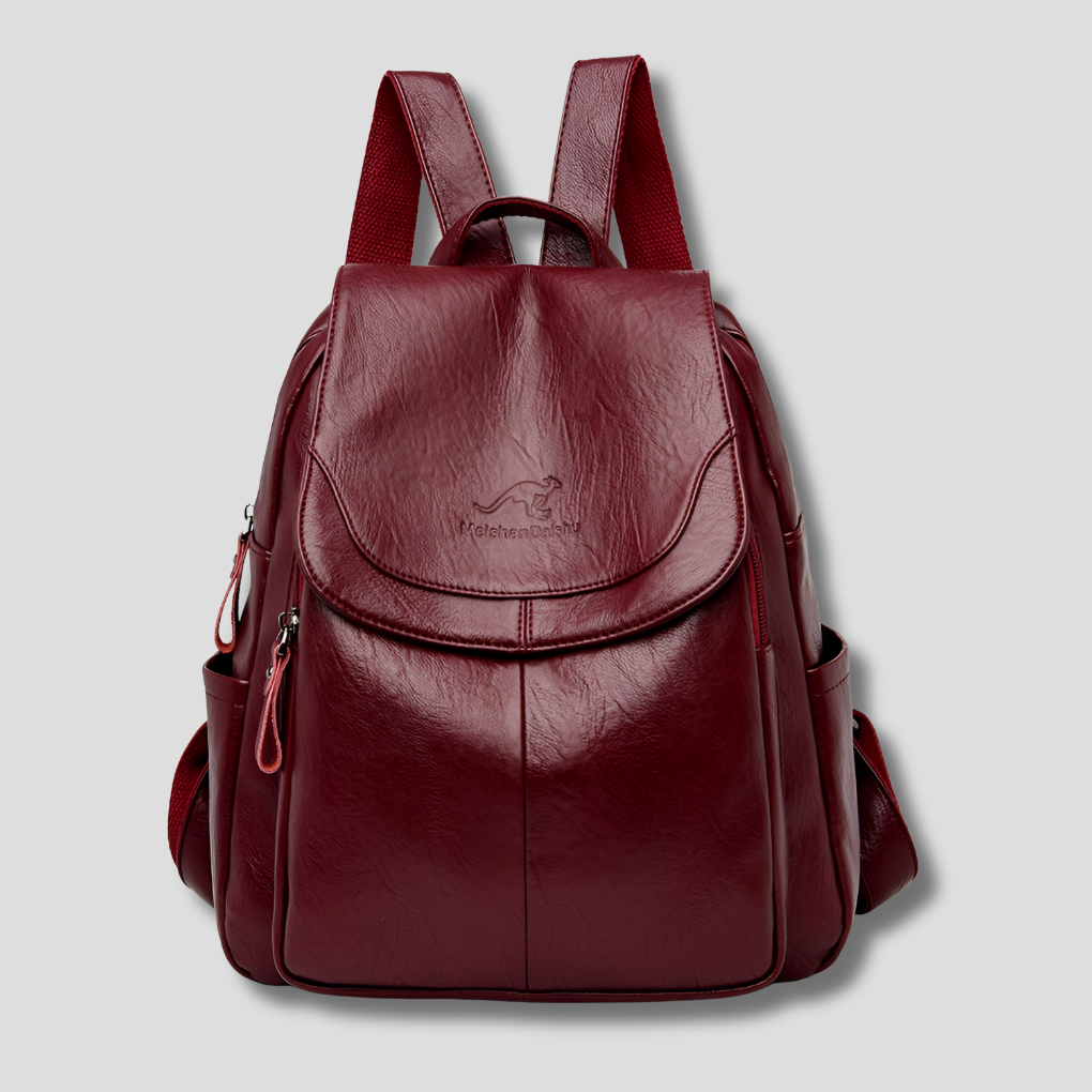 Anti Theft Leather Backpack - Embossed Elegant Women Travel Bag