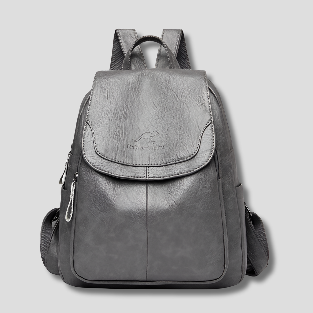 Anti Theft Leather Backpack - Embossed Elegant Women Travel Bag