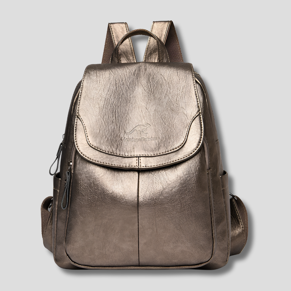 Anti Theft Leather Backpack - Embossed Elegant Women Travel Bag
