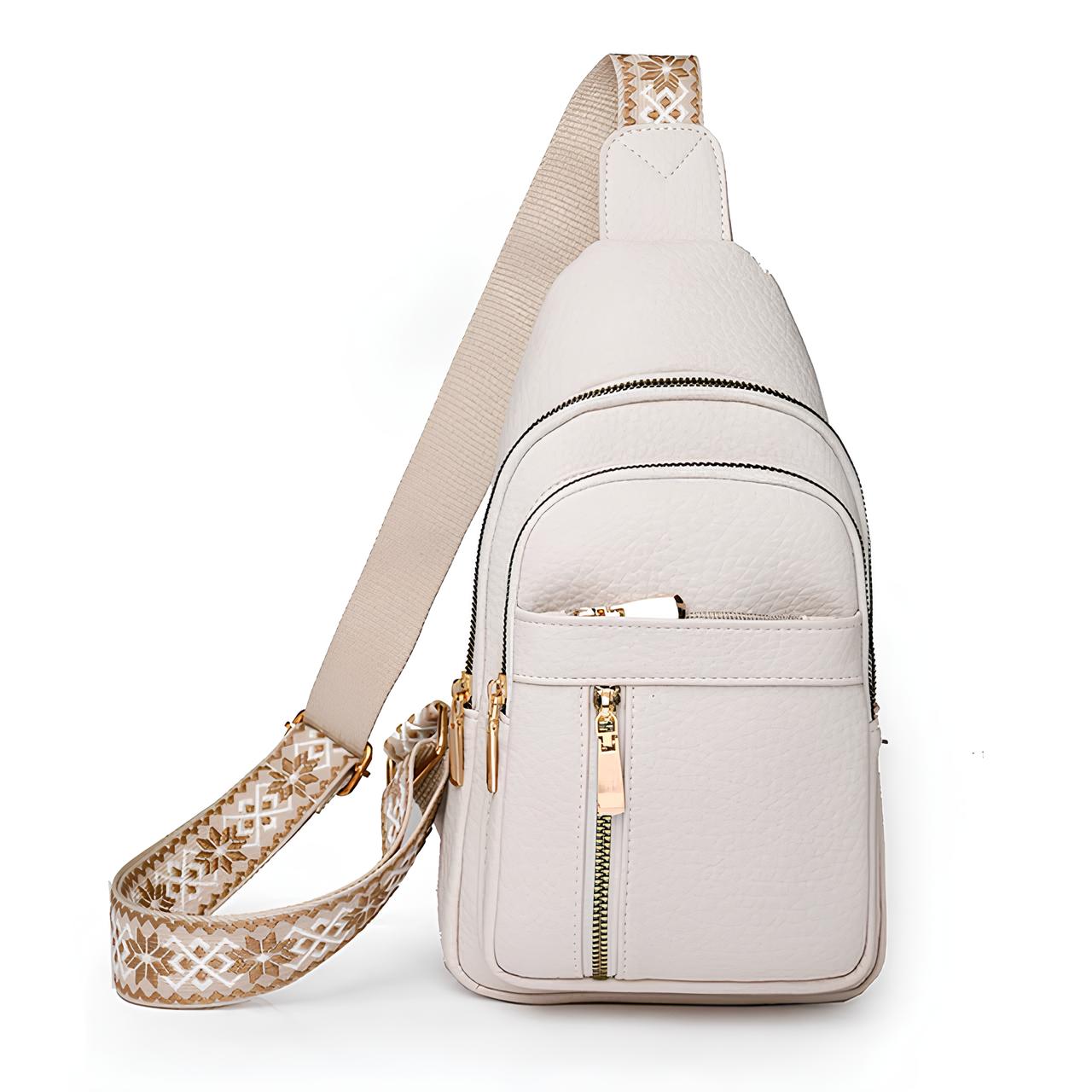 Anti Theft Chest Sling Bag - Patterned Strap Women Crossbody