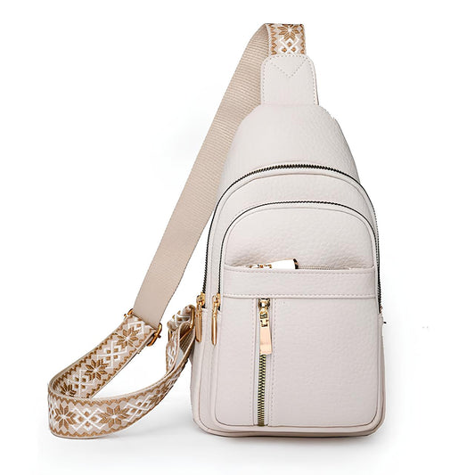 Anti Theft Chest Sling Bag - Patterned Strap Women Crossbody