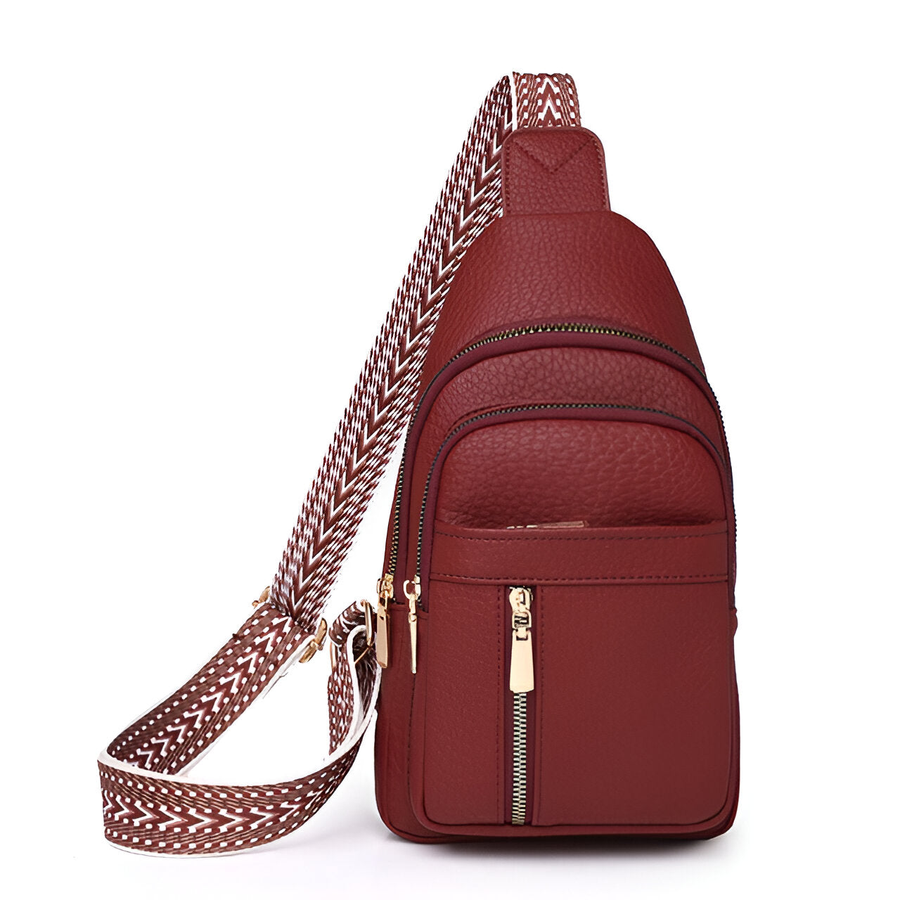 Anti Theft Chest Sling Bag - Patterned Strap Women Crossbody