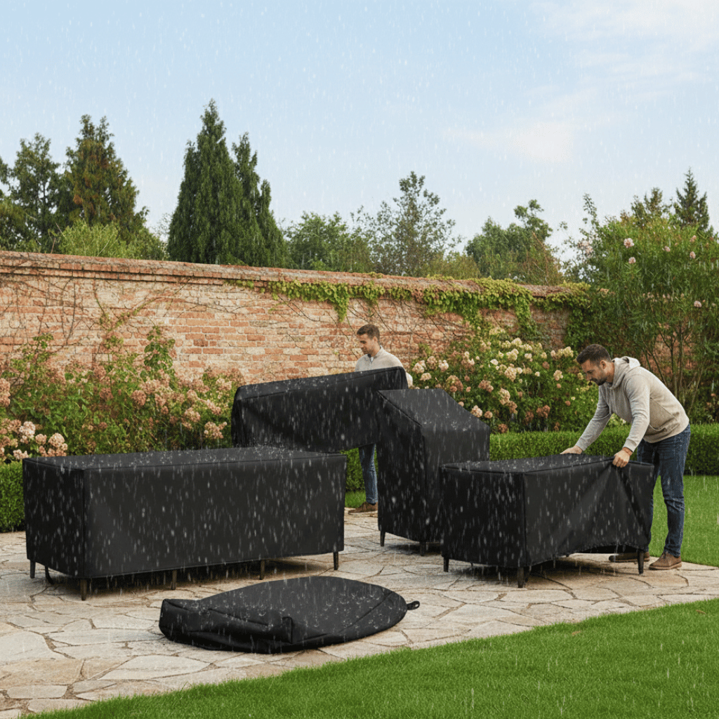 Weather-Resistant Outdoor Furniture Cover with Drawstring