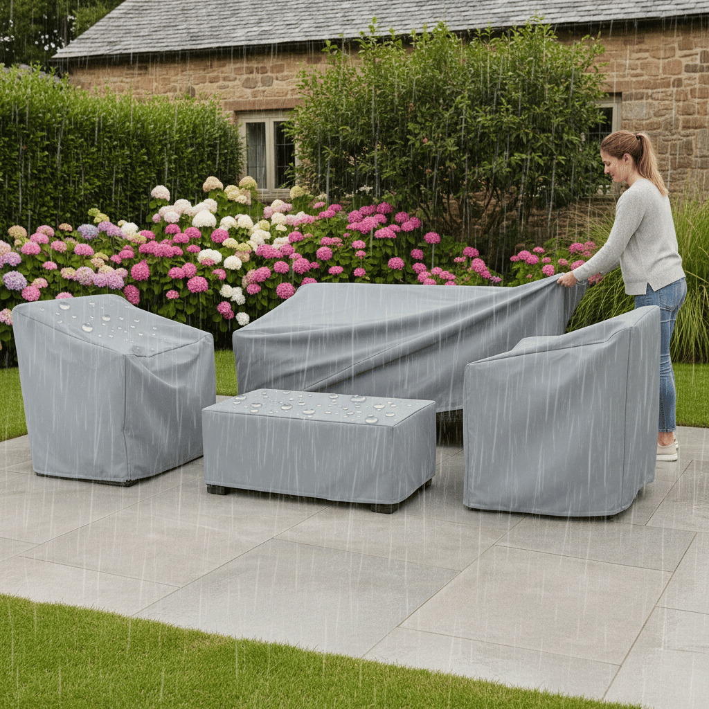 Weather-Resistant Outdoor Furniture Cover with Drawstring