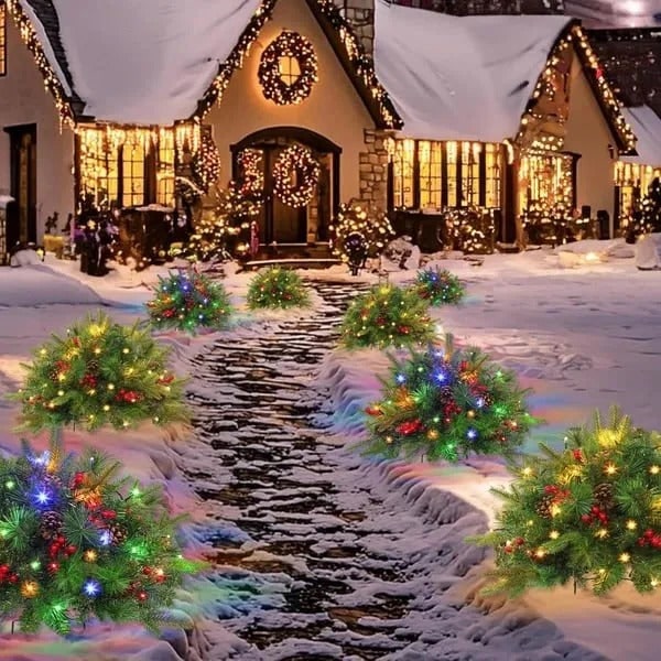 Pre-Lit Evergreen Holiday Urn Filler