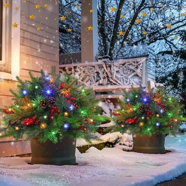 Pre-Lit Evergreen Holiday Urn Filler