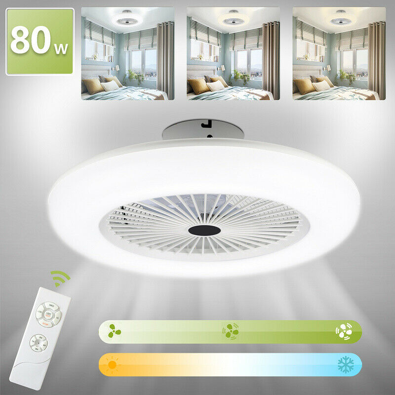 80W LED Ceiling Fan with Light - Remote Control Quiet Bedroom