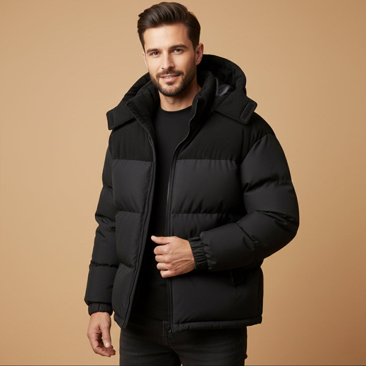 Men’s Hooded Winter Puffer Jacket – Thick Insulated Coat