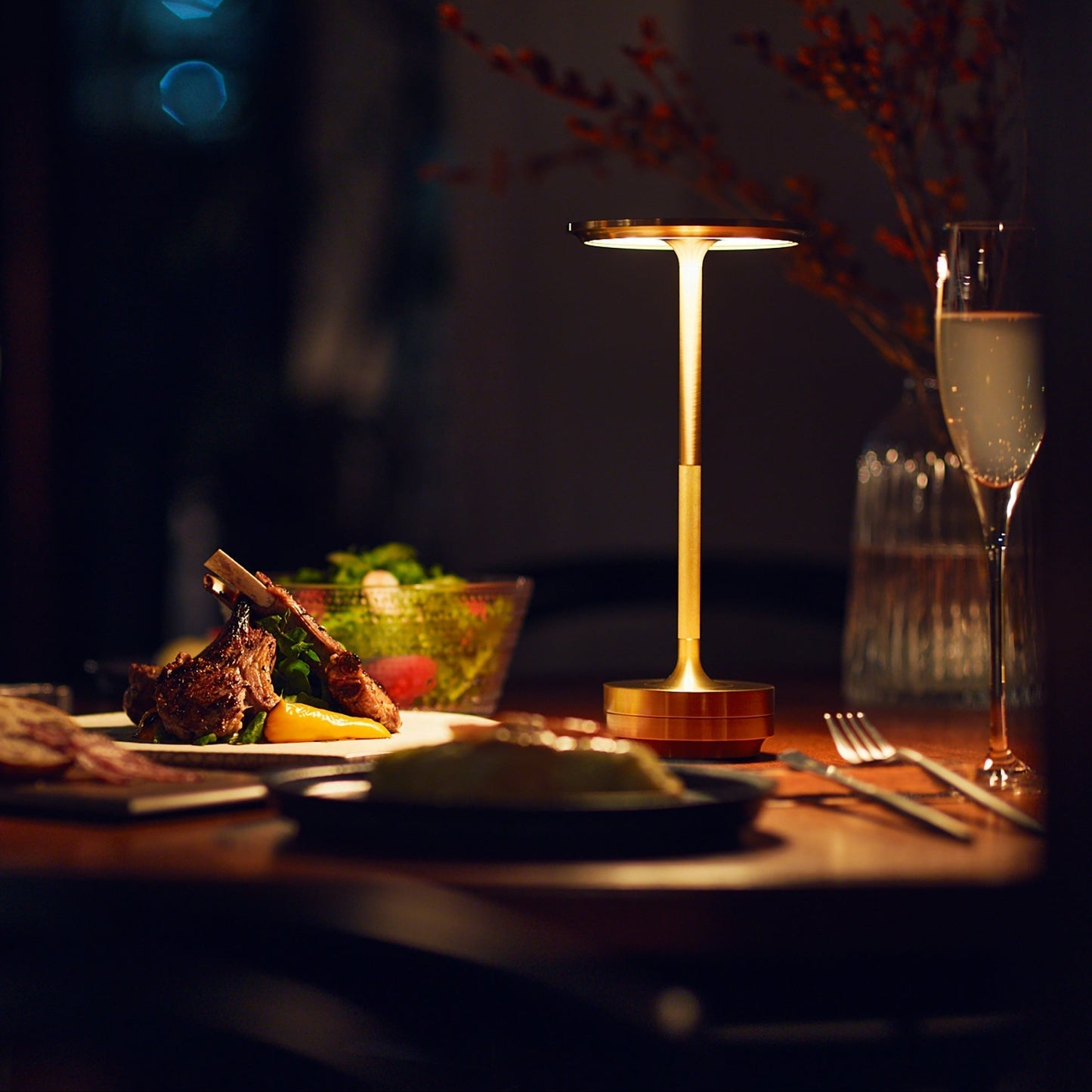 Rechargeable Brass Table Lamp – Modern Wireless LED Accent Light