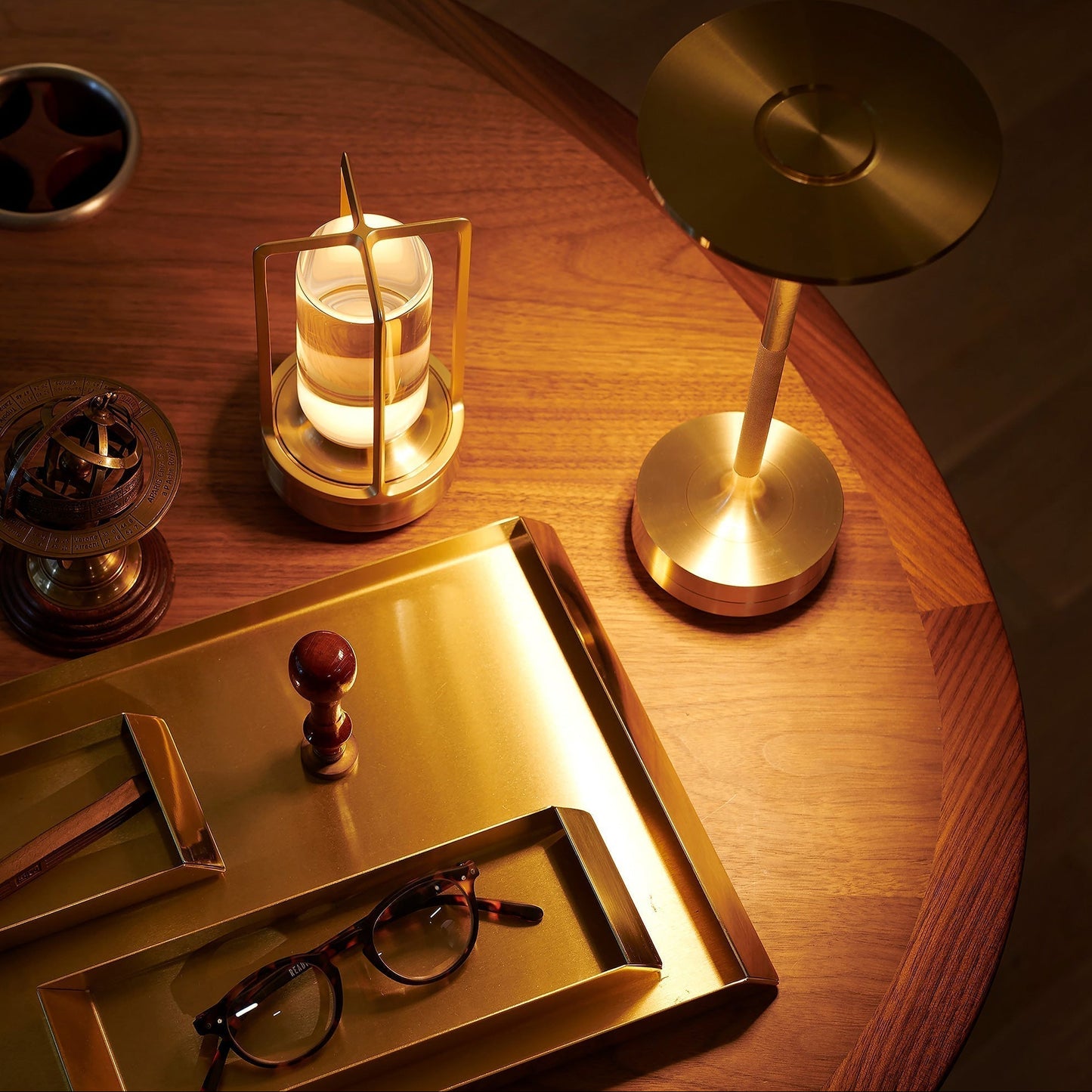 Rechargeable Brass Table Lamp – Modern Wireless LED Accent Light