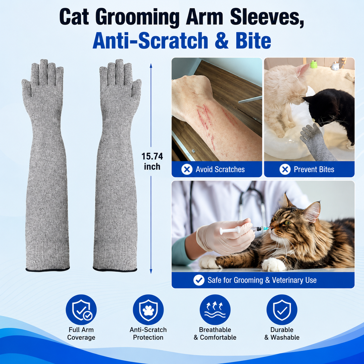 15.75-Inch Long Pet Handling Gloves