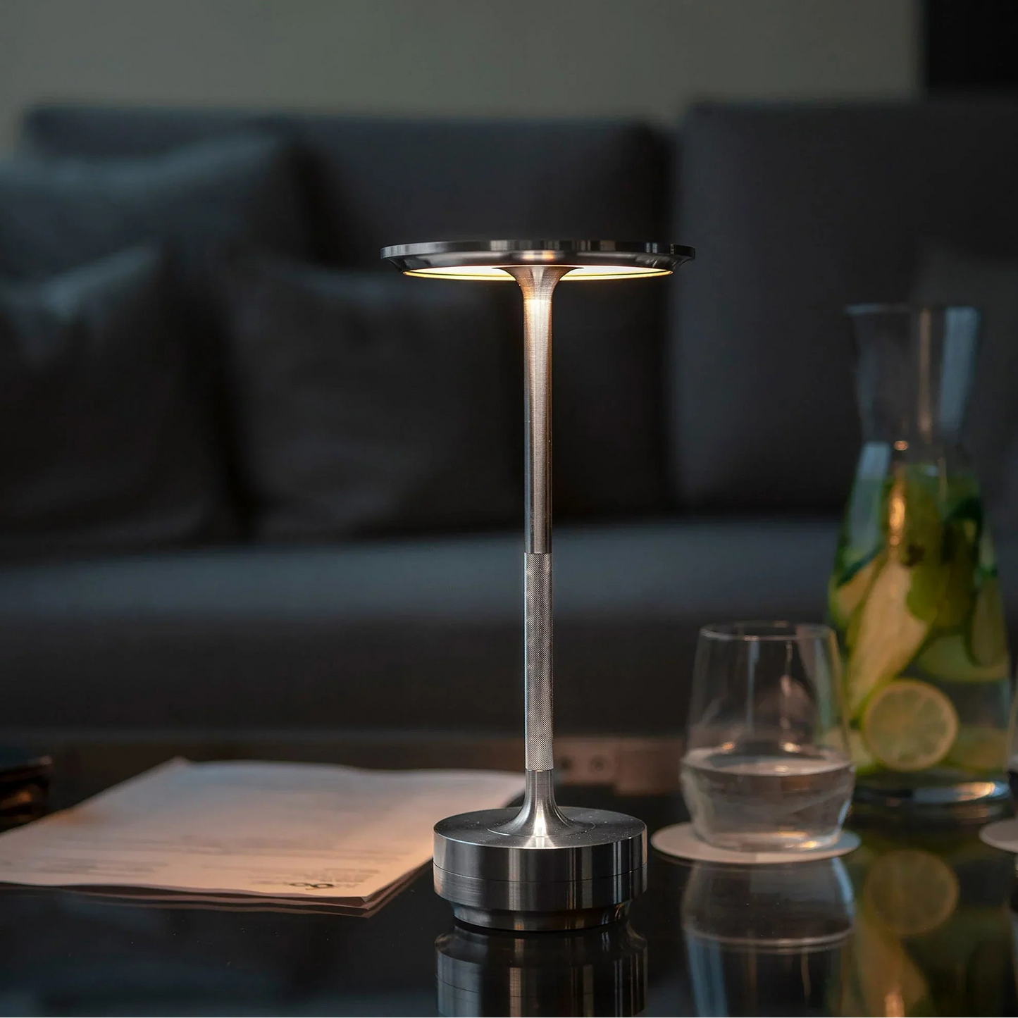 Rechargeable Brass Table Lamp – Modern Wireless LED Accent Light