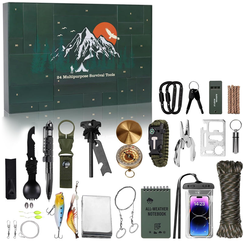 Mens Outdoor Survival Gear Advent Calendar 24 Day Camping Tool Gift