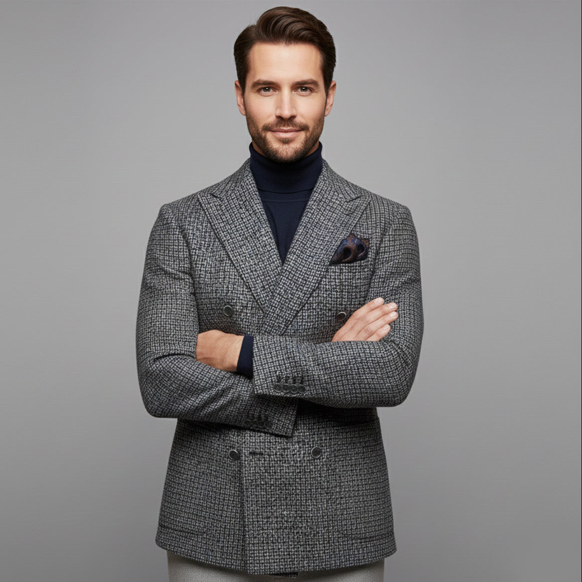 Men’s Double Breasted Plaid Blazer
