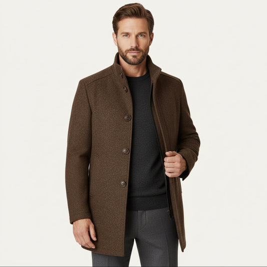 Men’s Classic Wool Winter Overcoat – Tailored Long Coat