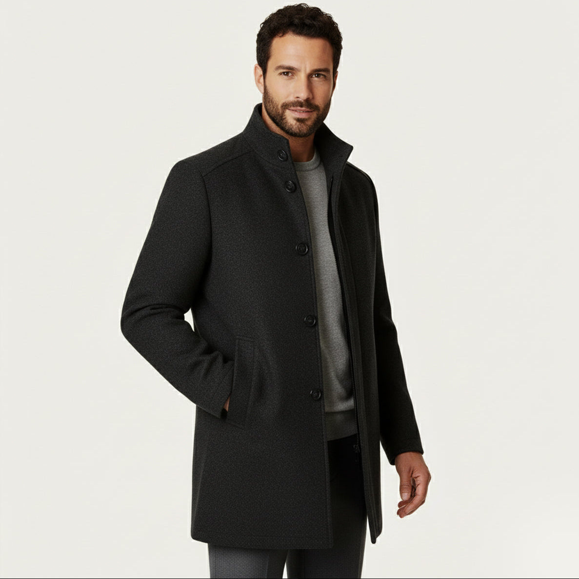 Men’s Classic Wool Winter Overcoat – Tailored Long Coat
