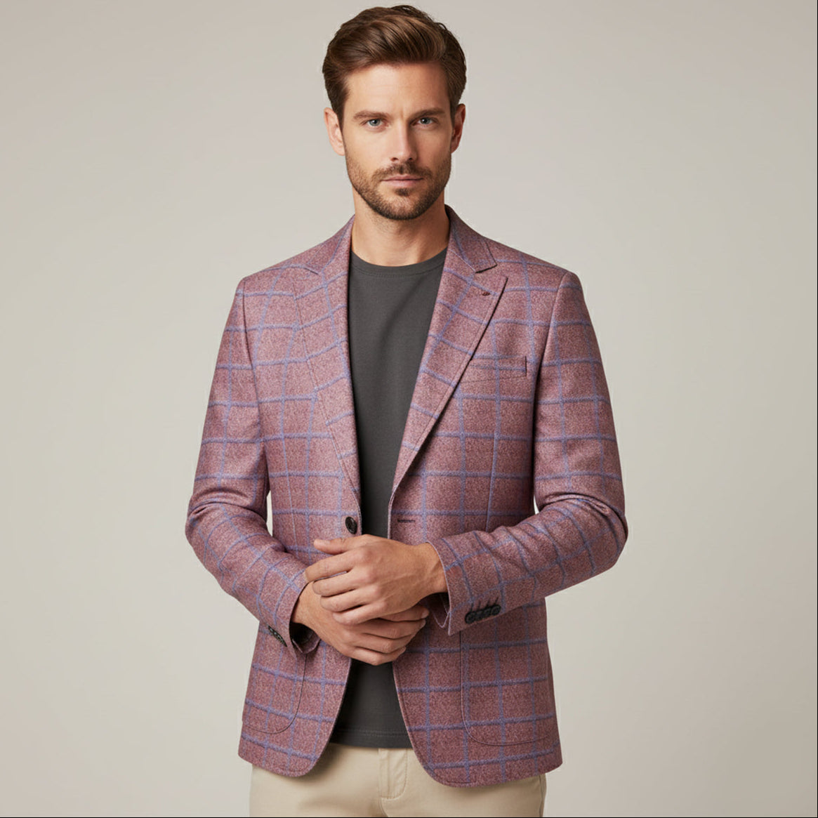 Men’s Double Breasted Plaid Blazer