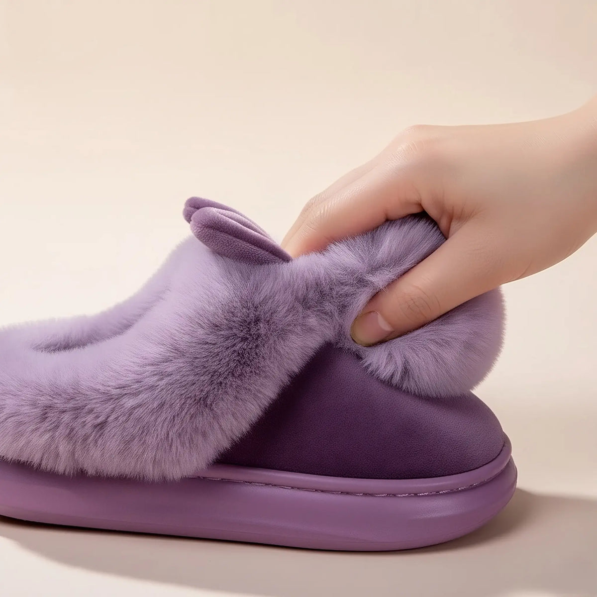 Women's Plush Bunny Slippers with Open or Closed Heel