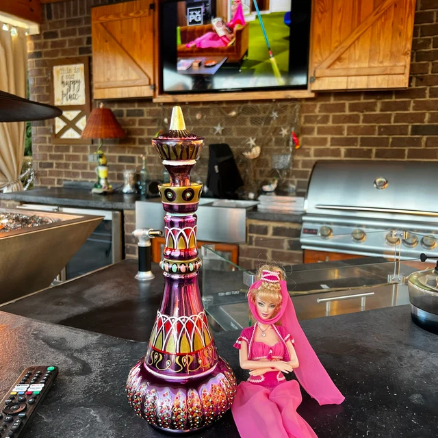 Decorative Purple Glass Genie Bottle