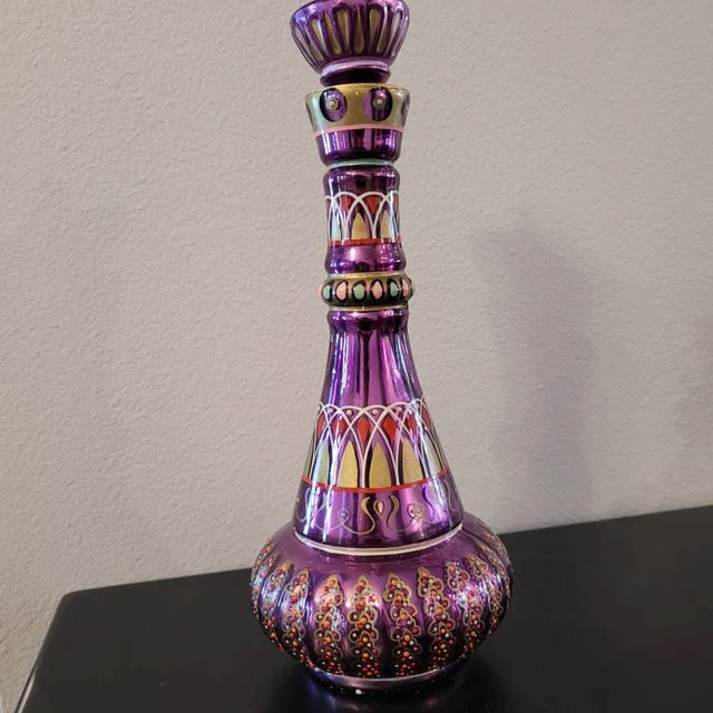 Decorative Purple Glass Genie Bottle