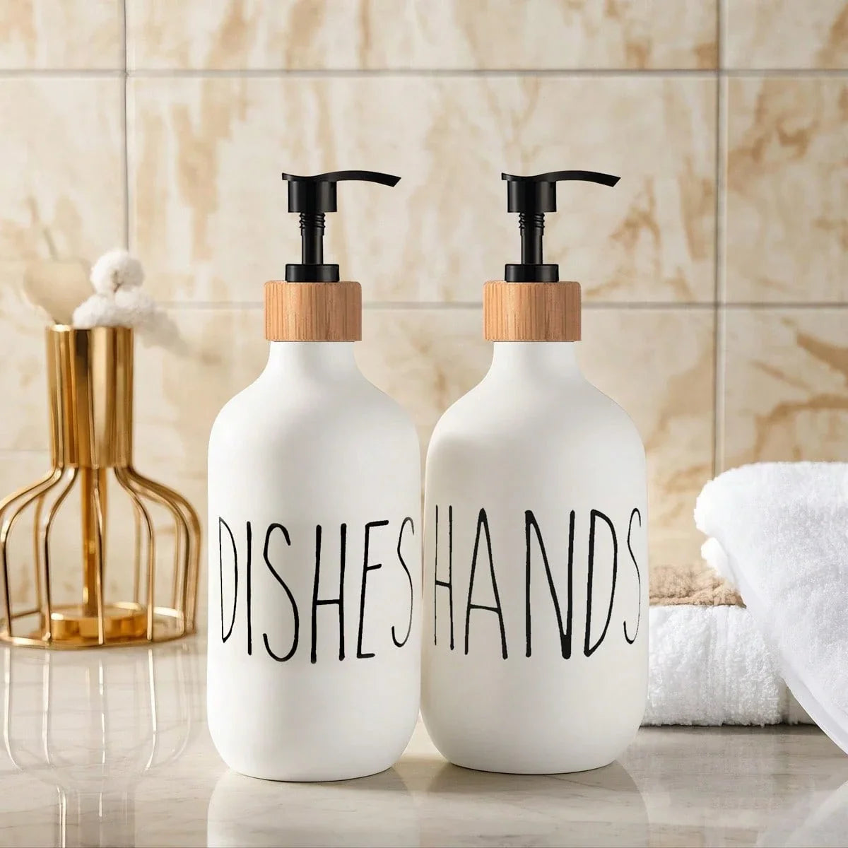 Hands & Dishes Soap Dispenser Set with Tray