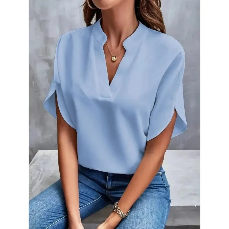 Women’s Relaxed V-Neck Split Sleeve Blouse