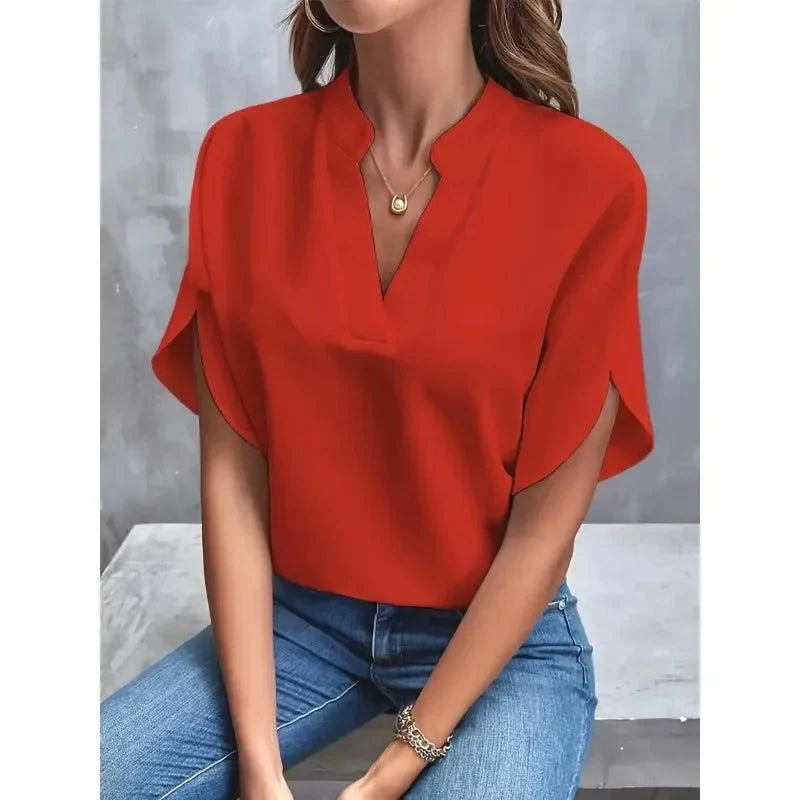 Women’s Relaxed V-Neck Split Sleeve Blouse