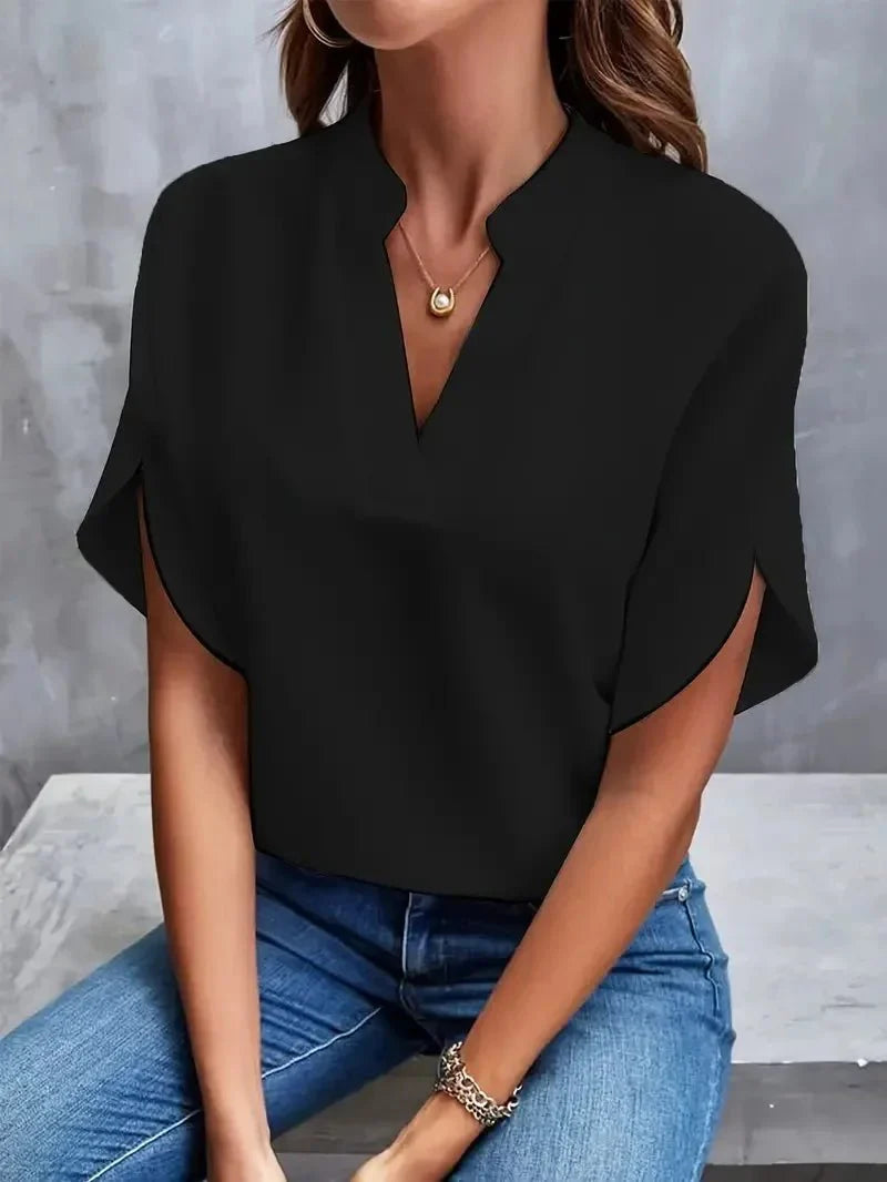 Women’s Relaxed V-Neck Split Sleeve Blouse