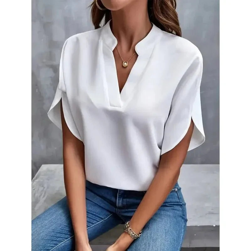 Women’s Relaxed V-Neck Split Sleeve Blouse