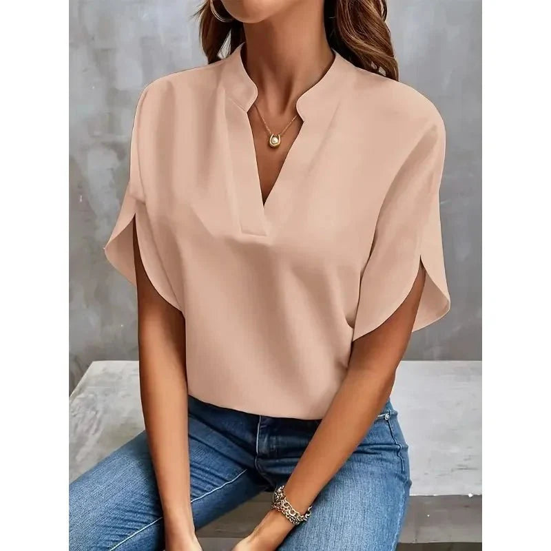 Women’s Relaxed V-Neck Split Sleeve Blouse